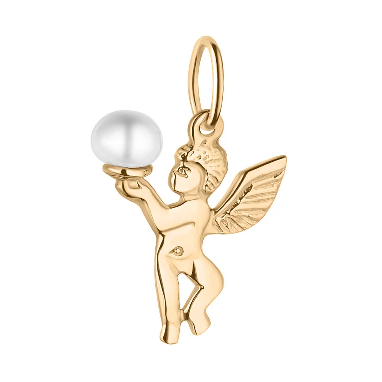Золота підвіска "Ангел" з перлами. Артикул 423385прлб: ціна, відгуки, фото – купити в інтернет-магазині AURUM