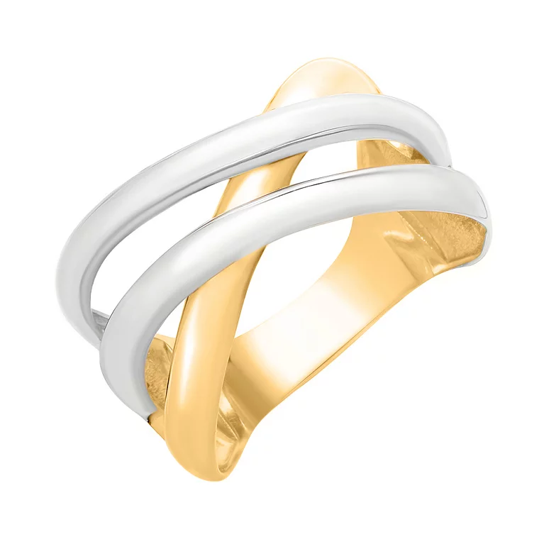 Кольцо из желтого и белого золота "Переплетение". Артикул 140609ж: цена, отзывы, фото – купить в интернет-магазине AURUM
