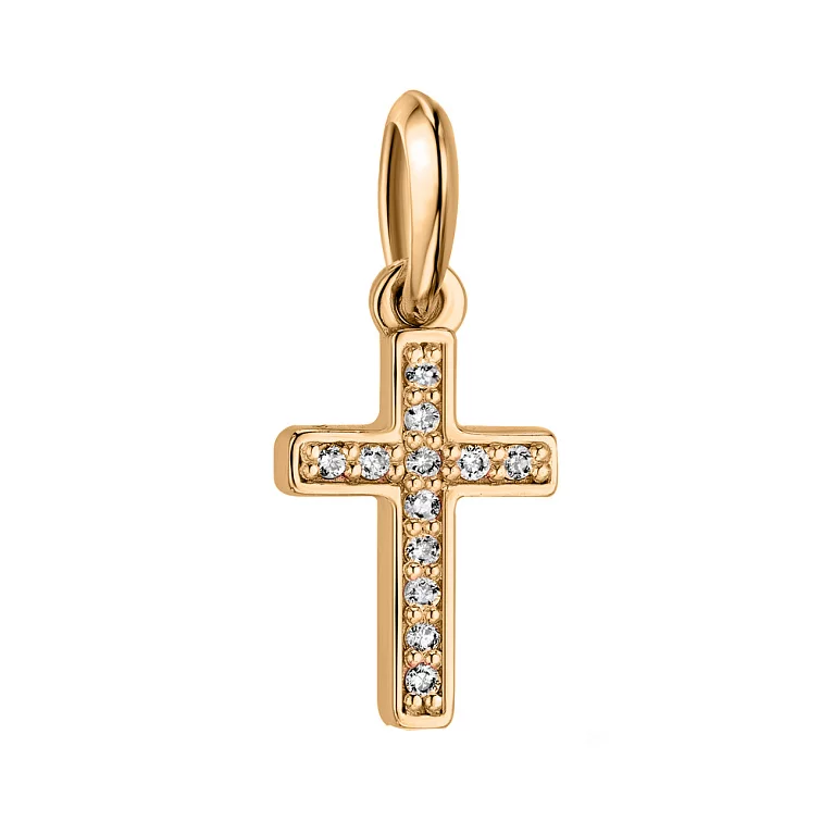 Крестик золотой с дорожкой бриллиантов. Артикул 3102088201: цена, отзывы, фото – купить в интернет-магазине AURUM
