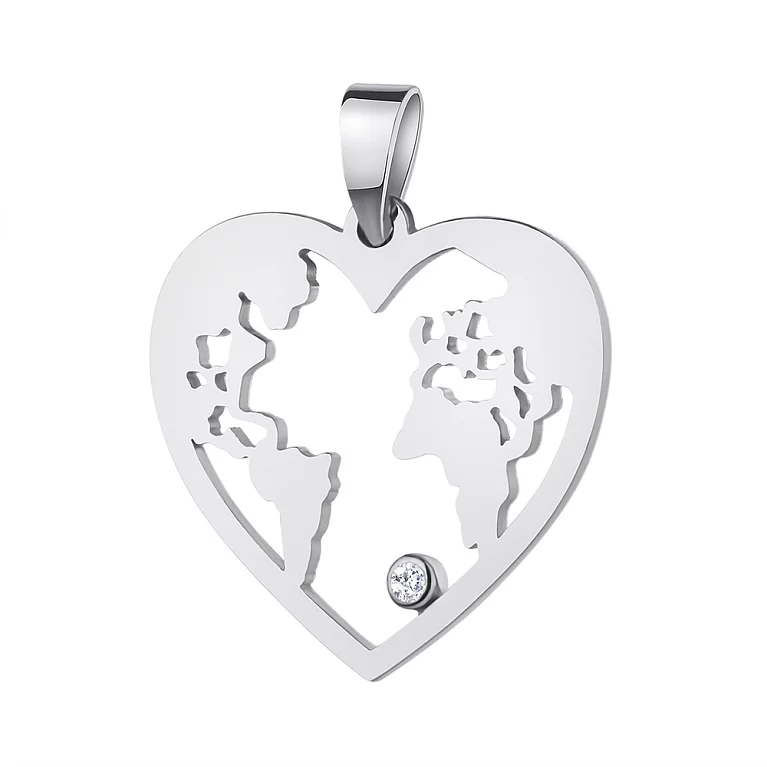 Срібний підвіс "Серце" з фіанітом. Артикул 7503/3595: ціна, відгуки, фото – купити в інтернет-магазині AURUM