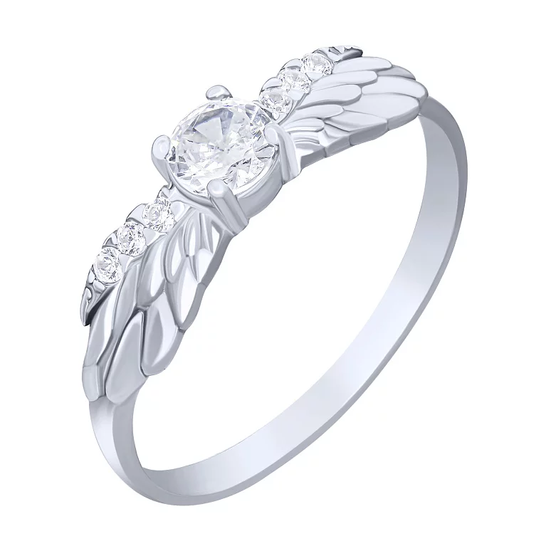 Кольцо серебряное "Крылья" с фианитами. Артикул 7501/81150б: цена, отзывы, фото – купить в интернет-магазине AURUM