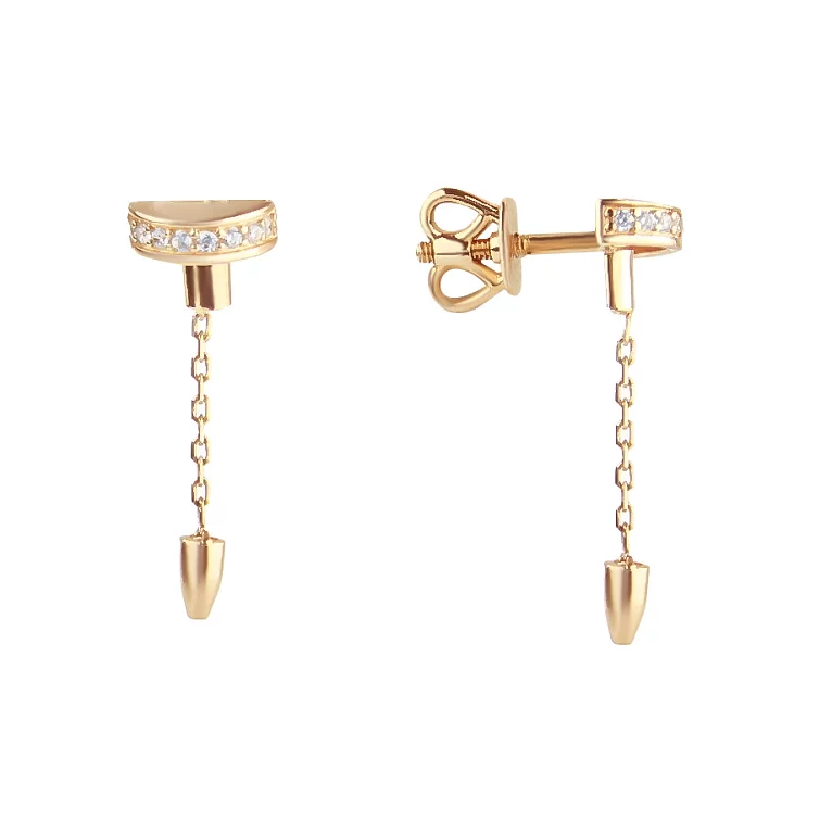 Золоті сережки-гвоздики з фіанітами. Артикул 211661: ціна, відгуки, фото – купити в інтернет-магазині AURUM