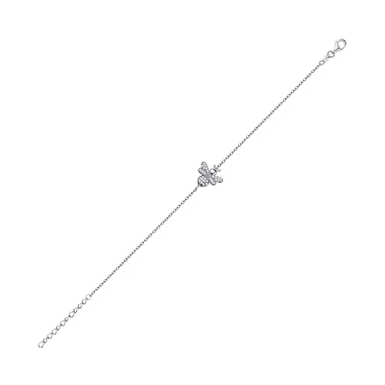 Срібний браслет "Бджола" з фіанітом якірне плетіння. Артикул 7509/3652: ціна, відгуки, фото – купити в інтернет-магазині AURUM