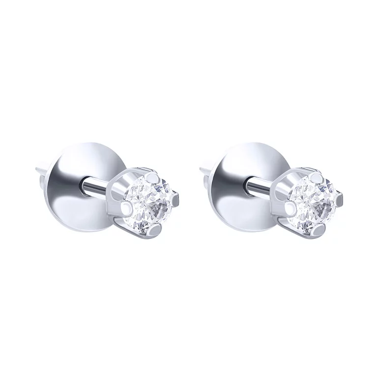 Срібні сережки-гвоздики з фіанітом. Артикул 7518/72305б: ціна, відгуки, фото – купити в інтернет-магазині AURUM