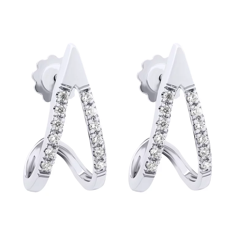 Сережки-гвоздики з білого золота з діамантами. Артикул 23030ббрил: ціна, відгуки, фото – купити в інтернет-магазині AURUM