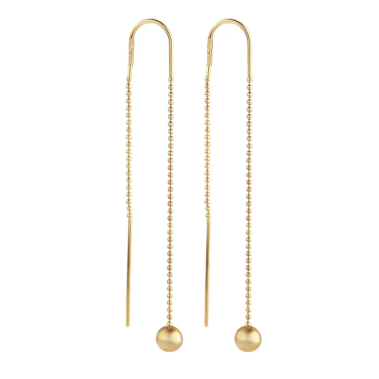 Золоті сережки-протяжки "Кулі". Артикул 106278ж: ціна, відгуки, фото – купити в інтернет-магазині AURUM