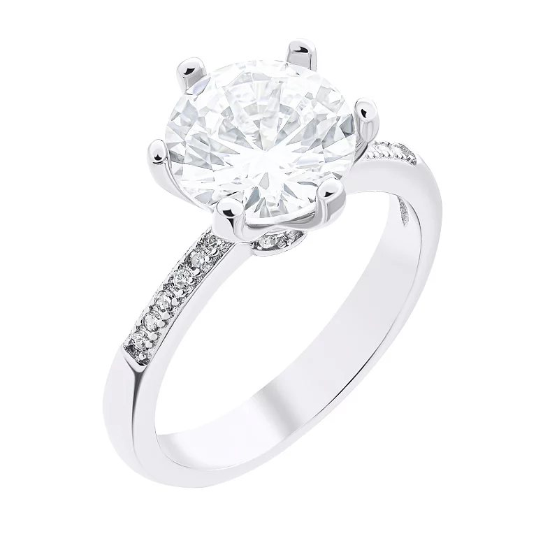 Серебряное помолвочное кольцо с фианитами. Артикул 7501/2138068: цена, отзывы, фото – купить в интернет-магазине AURUM