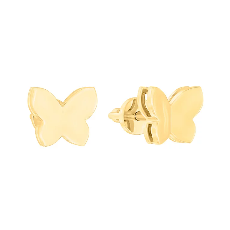 Золоті сережки-гвоздики "Метелик". Артикул 111059ж: ціна, відгуки, фото – купити в інтернет-магазині AURUM