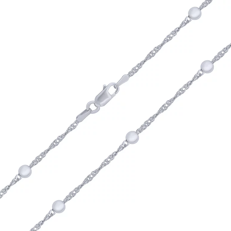Ланцюжок срібний з кульками плетіння сінгапур. Артикул 7508/1121р/1: ціна, відгуки, фото – купити в інтернет-магазині AURUM