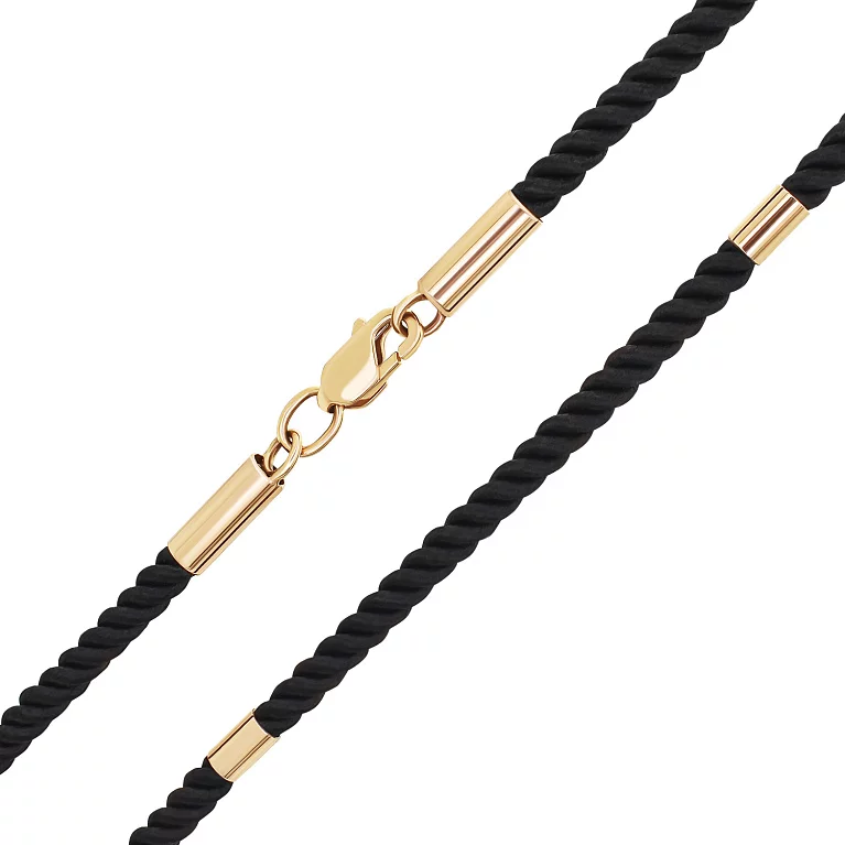 Ювелирный шелковый шнурок с золотыми вставками. Артикул 400012: цена, отзывы, фото – купить в интернет-магазине AURUM