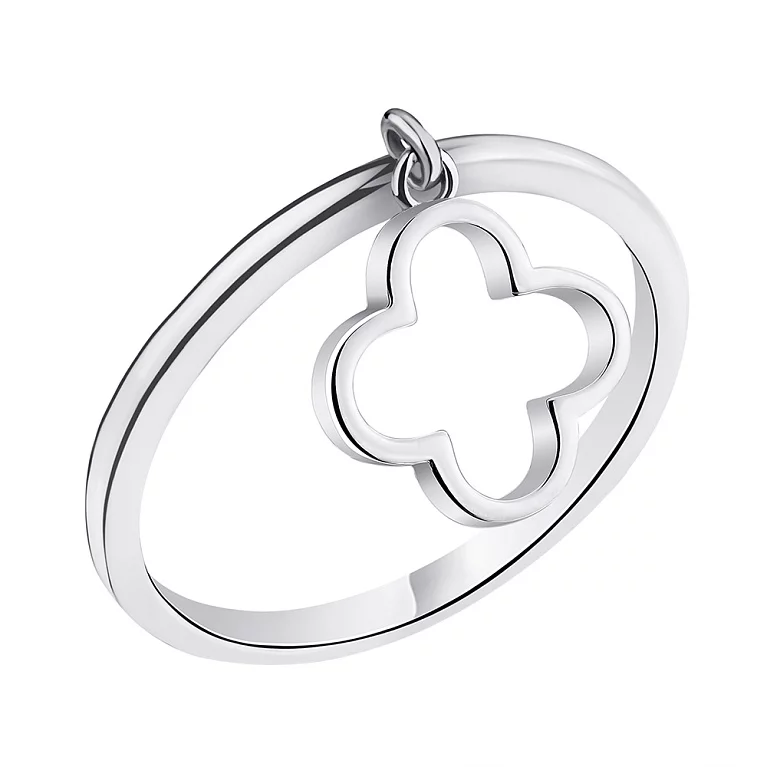 Серебряное кольцо с подвеской "Клевер" . Артикул 7501/5345: цена, отзывы, фото – купить в интернет-магазине AURUM