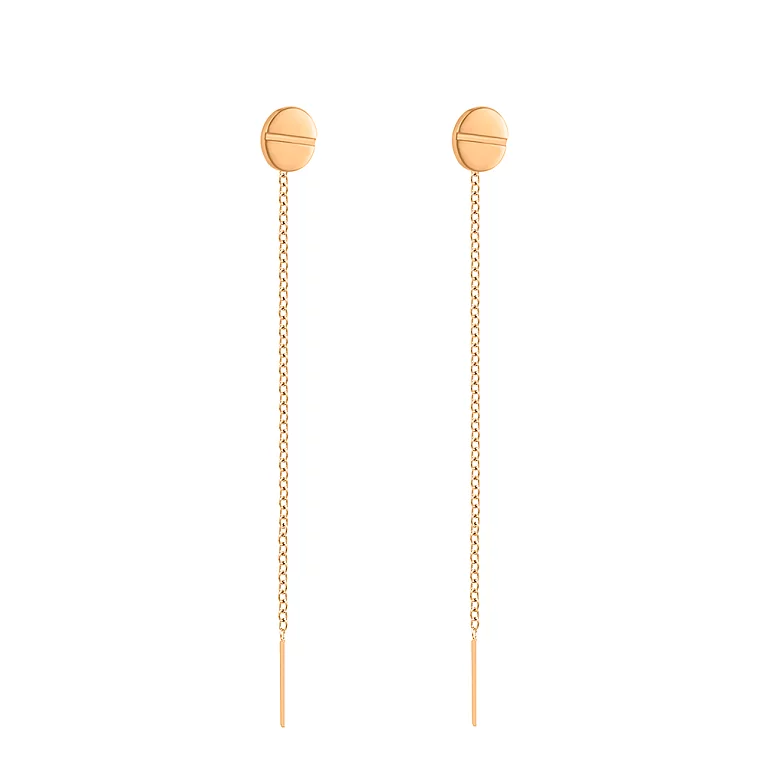 Сережки-протяжки із золота "Love" у формі монетки. Артикул 213847101: ціна, відгуки, фото – купити в інтернет-магазині AURUM