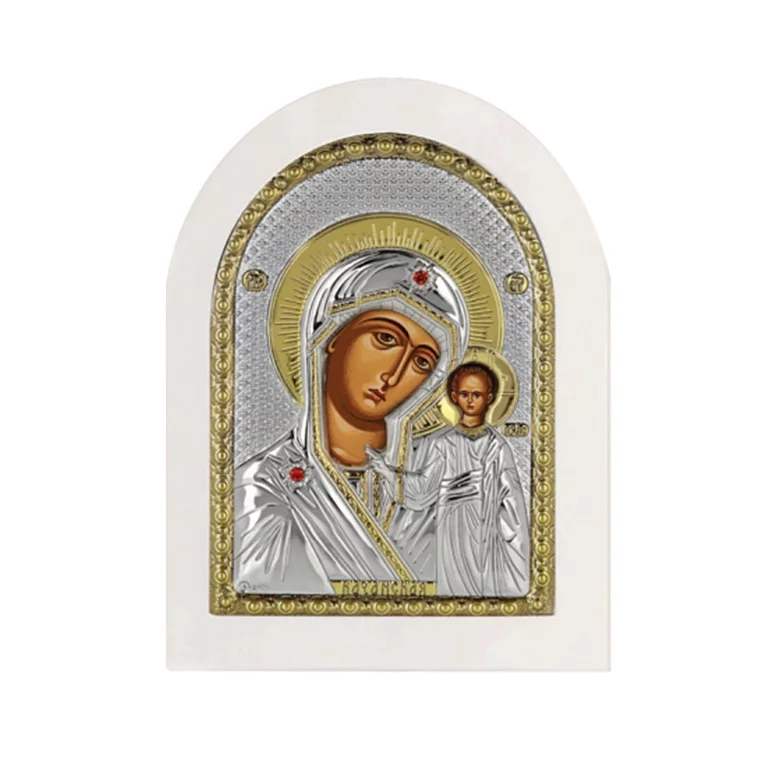 Срібна ікона "Казанська" з позолотою. Артикул MA/E1106/WH-AX: ціна, відгуки, фото – купити в інтернет-магазині AURUM