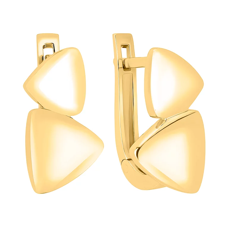 Сережки у формі трикутників із жовтого золота. Артикул 211091003: ціна, відгуки, фото – купити в інтернет-магазині AURUM