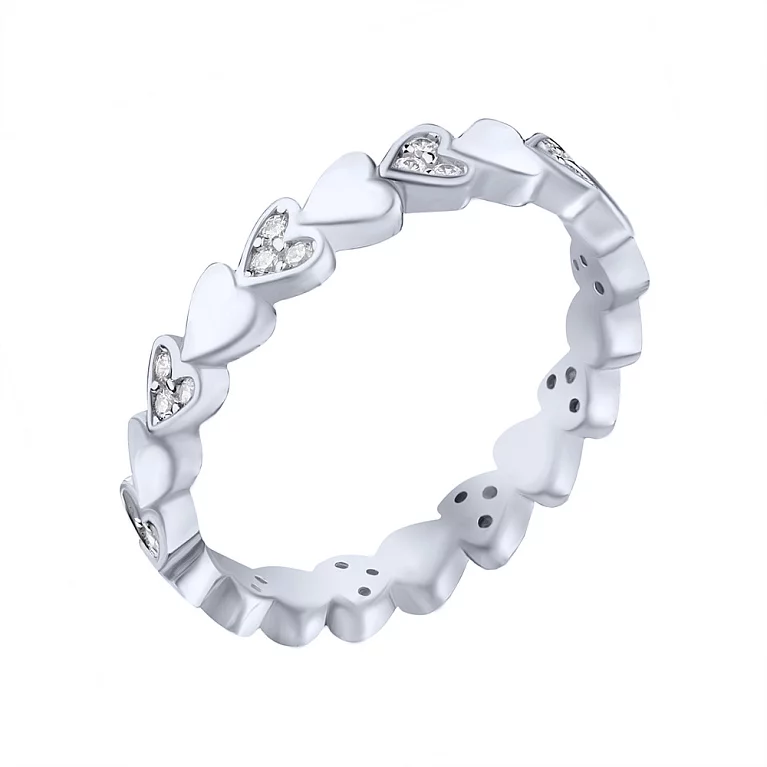 Серебряное кольцо с сердечками и фианитами. Артикул 7501/6218: цена, отзывы, фото – купить в интернет-магазине AURUM