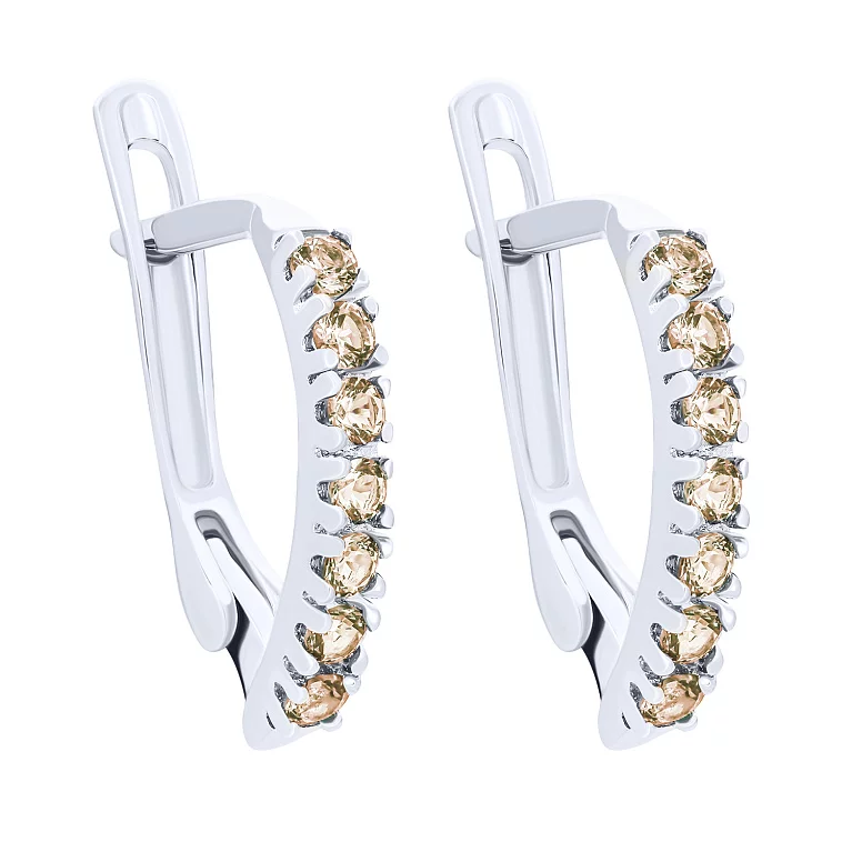 Срібні сережки з фіанітами. Артикул 7502/СК2ФРТ/020/4: ціна, відгуки, фото – купити в інтернет-магазині AURUM
