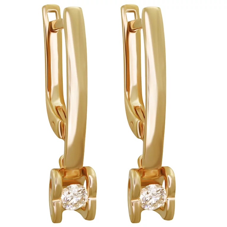 Сережки з червоного золота з діамантами на підвісках. Артикул 2108656201: ціна, відгуки, фото – купити в інтернет-магазині AURUM