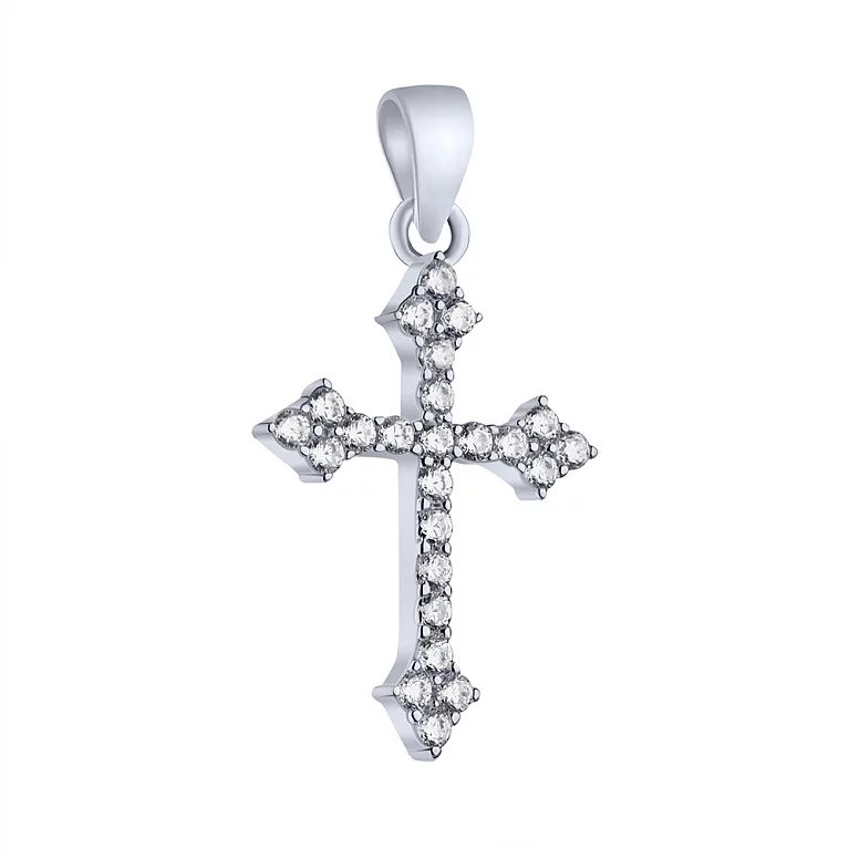 Декоративний срібний хрестик з фіанітами. Артикул 7503/3936: ціна, відгуки, фото – купити в інтернет-магазині AURUM