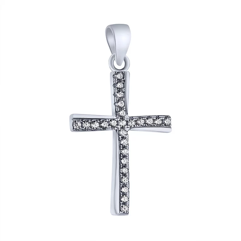 Крестик серебряный с дорожкой фианитов. Артикул 7503/3937: цена, отзывы, фото – купить в интернет-магазине AURUM