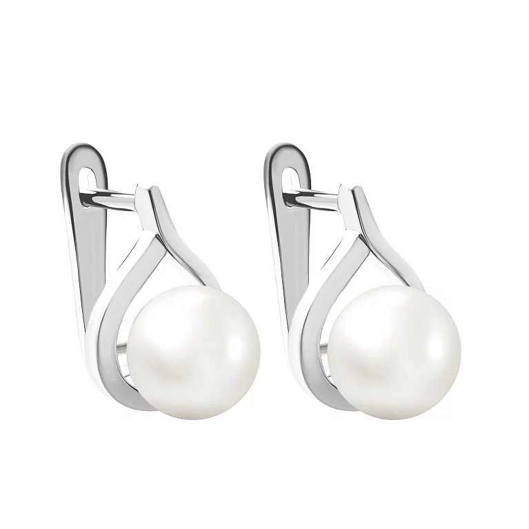 Срібні сережки з перлами. Артикул 7002/2122272/159: ціна, відгуки, фото – купити в інтернет-магазині AURUM