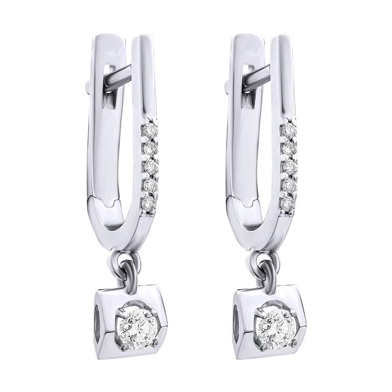 Сережки з білого золота з діамантами. Артикул 23017ббрил: ціна, відгуки, фото – купити в інтернет-магазині AURUM