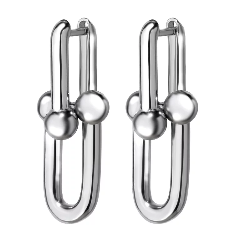 Сережки срібні "Ланки". Артикул 520901С: ціна, відгуки, фото – купити в інтернет-магазині AURUM