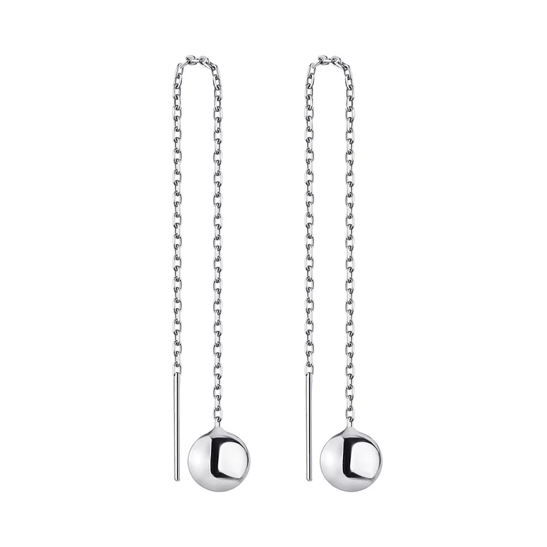 Сережки-протяжки зі срібла "Кульки". Артикул 7502/4763/2: ціна, відгуки, фото – купити в інтернет-магазині AURUM