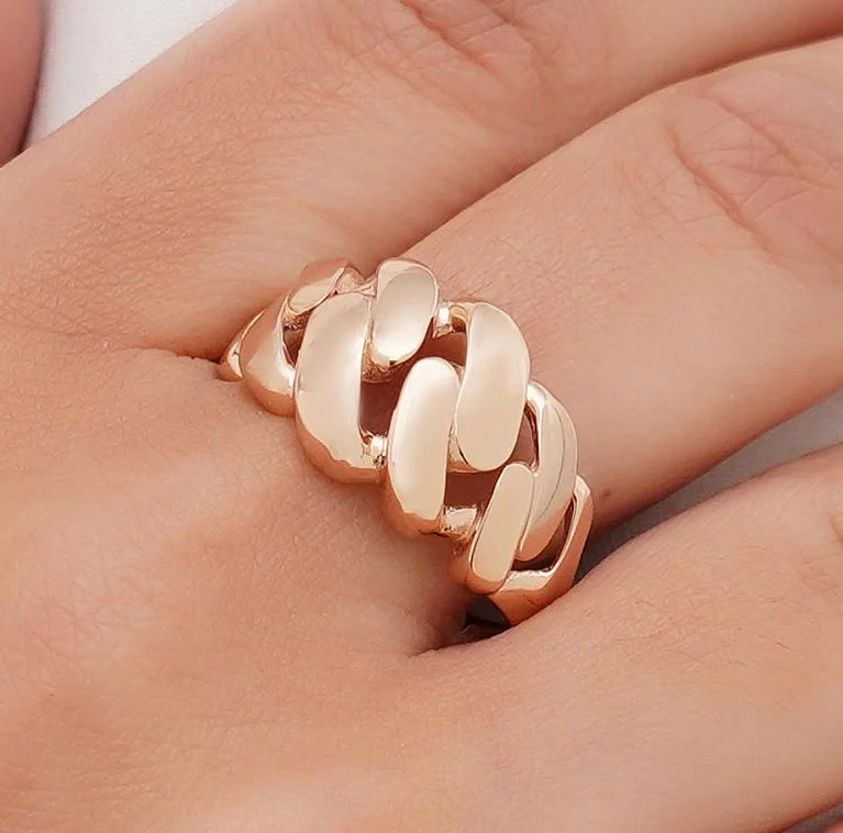 Массивное кольцо "Цепь" из красного золота. Артикул 214836401: цена, отзывы, фото – купить в интернет-магазине AURUM