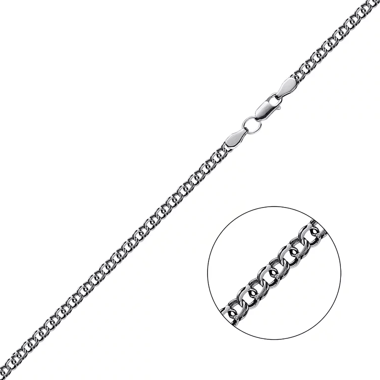 Ланцюжок зі срібла з чорнінням плетіння бісмарк. Артикул 7908/1057/2-ч: ціна, відгуки, фото – купити в інтернет-магазині AURUM