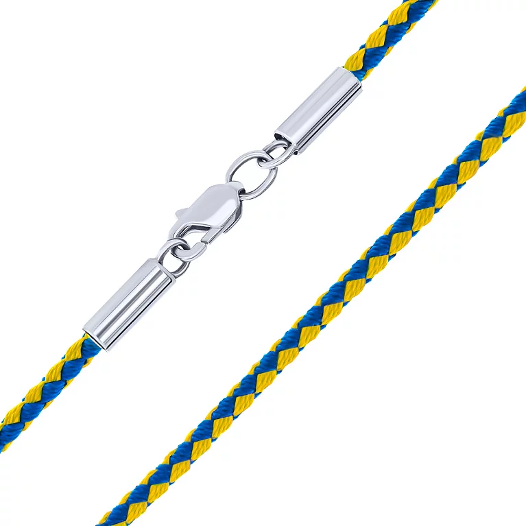 Ювелирный шнурок с синим и желтым шелком с серебряной застежкой. Артикул 7307/43003ua/65: цена, отзывы, фото – купить в интернет-магазине AURUM